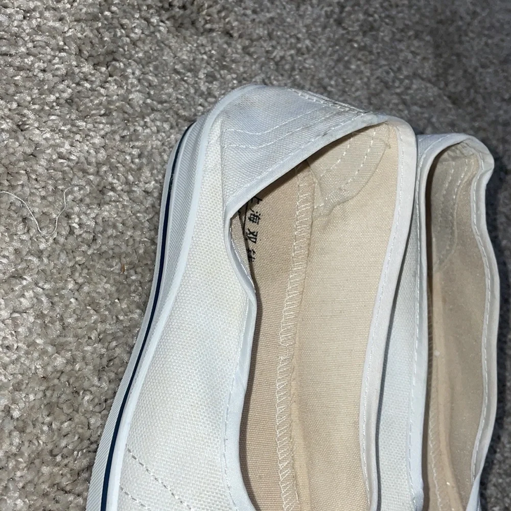 New white wedge ballet style walking shoe canvas size 7.5